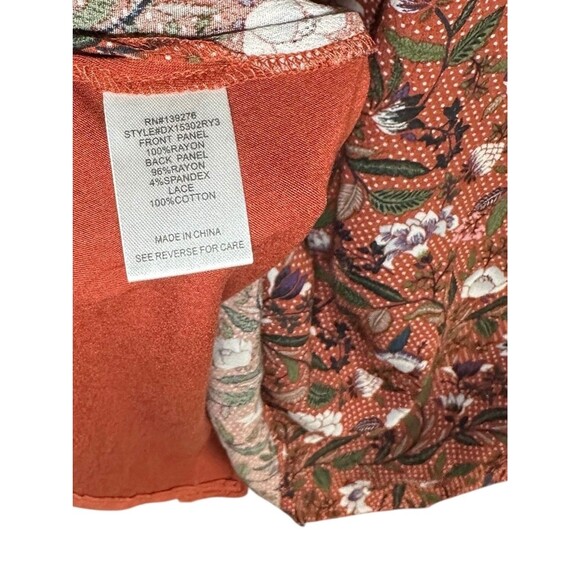 Daniel Rainn Women's Floral Flow Tank with Crochet Neckline Plus Size 2X Orange - Picture 7 of 9